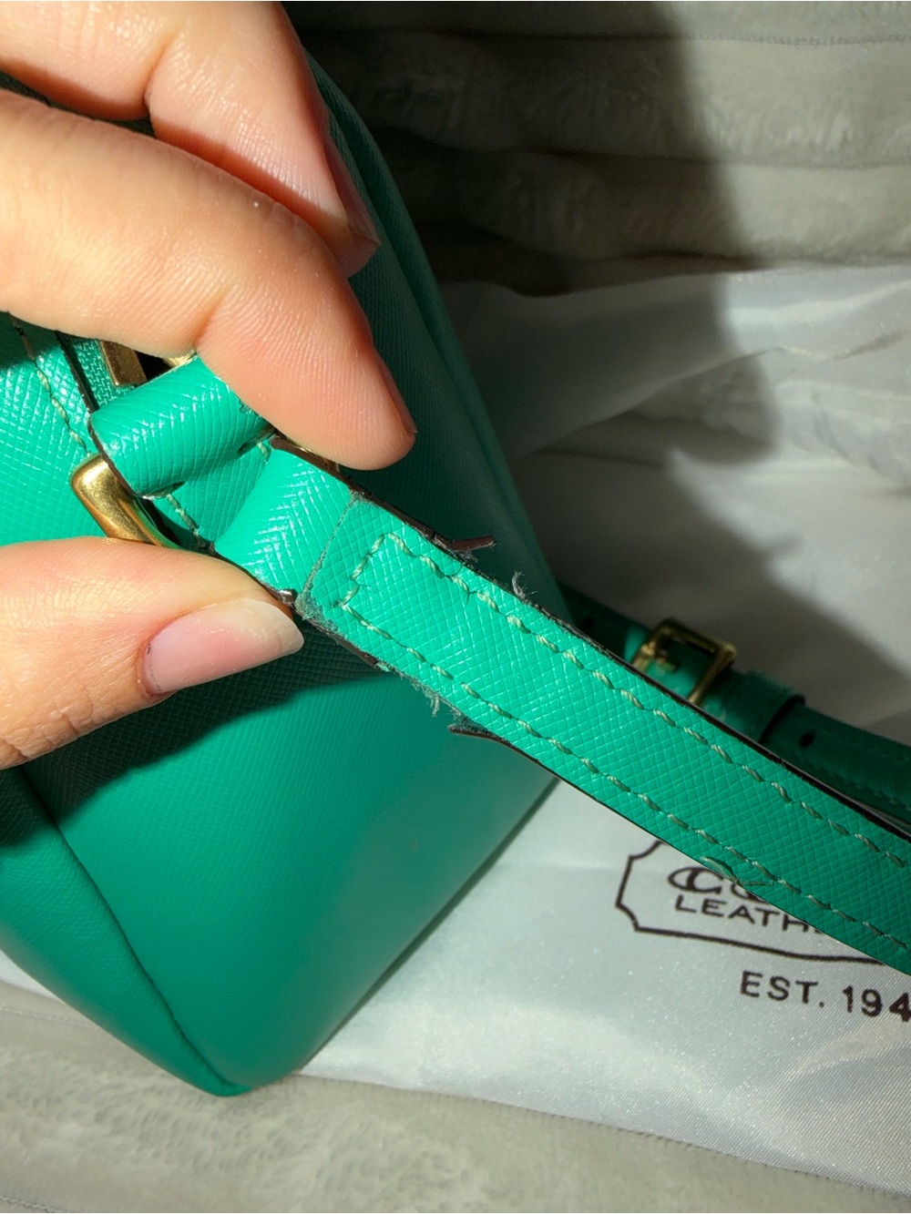 COACH Teal Green Leather Crossbody Bag - Picture 3 of 7